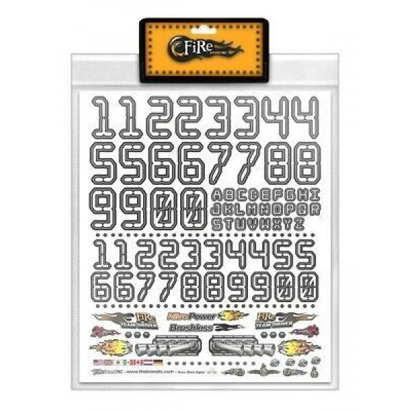 Firebrand RC Numbers Multi-fit Vinyl Decal Sheet, 8.5x11", White 1 Firebrand RC Numbers Multi-fit Vinyl Decal Sheet, 8.5x11", White