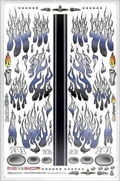 Firebrand RC Flames Ballers Multi-Fit Vinyl Decal Sheet, Blue (8.5x14")