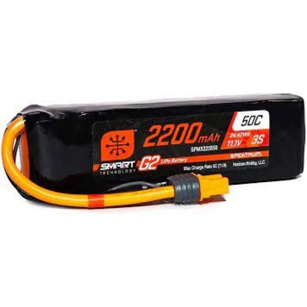Spektrum 11.1V 2200mAh 3S 50C Smart G2 LiPo Battery: IC3 1 Spektrum 11.1V 2200mAh 3S 50C Smart G2 LiPo Battery: IC3