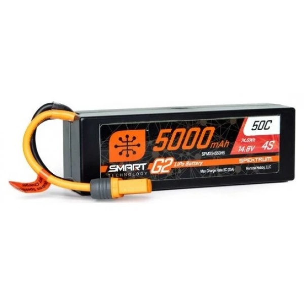 Spektrum 14.8V 5000mAh 4S 50C Smart Lipo G2 Hard Case With IC5 Connector 1 Spektrum 14.8V 5000mAh 4S 50C Smart Lipo G2 Hard Case With IC5 Connector