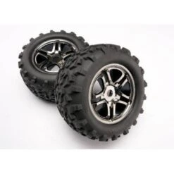 Traxxas Tire/Wheels Black Chrome Maxx 17mm (2)